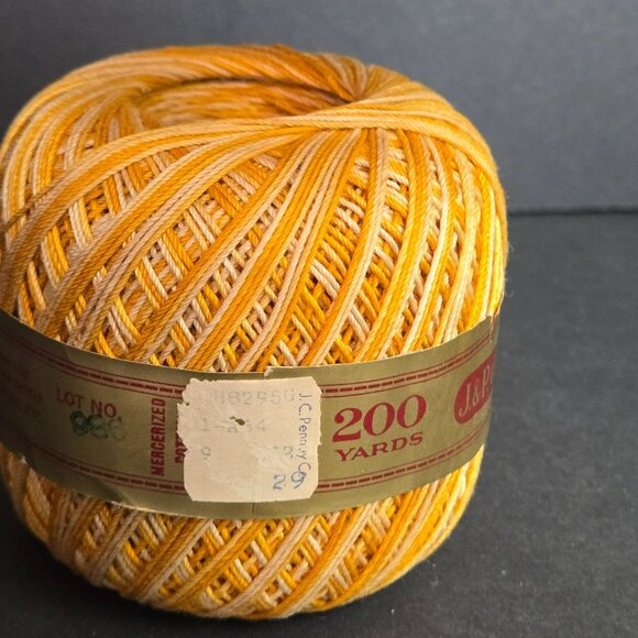 J&P Coats Knit-Cro-Sheen Crochet Thread 200 Yards Mercerized Cotton Yellow Cream - Picture 3 of 8